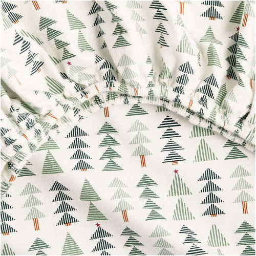 Supercozy Oh Christmas Tree Stripe Organic Flannel Baby Crib Fitted Sheet