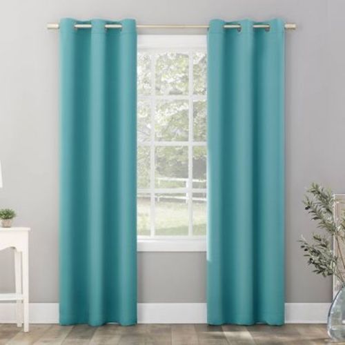 40"x63" Sun Zero Blackout Riley Kids' Bedroom Grommet Curtain Panel Surf Blue: Modern Polyester Indoor Drapery