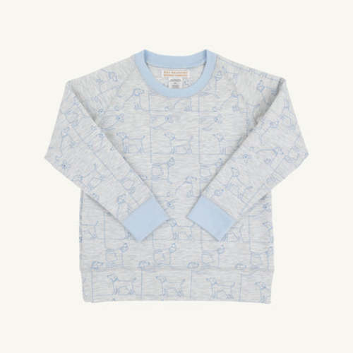 Cassidy Comfy Crewneck - Puppy Puzzle with Beale Street Blue