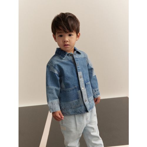 Blue Overshirt Denim Patchwork Shirt (3mths-7yrs)