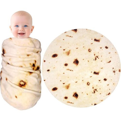 mermaker Burritos Tortilla Swaddle Blanket Baby for Toddler Newborn, 285 GSM Soft Flannel Taco Wrap Blanket Funny Gifts for Baby Shower Boys Girls, 36 inch