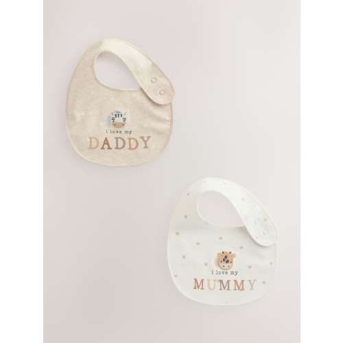 Neutral Character I Love My Mummy/Daddy Baby Bibs 2 Pack
