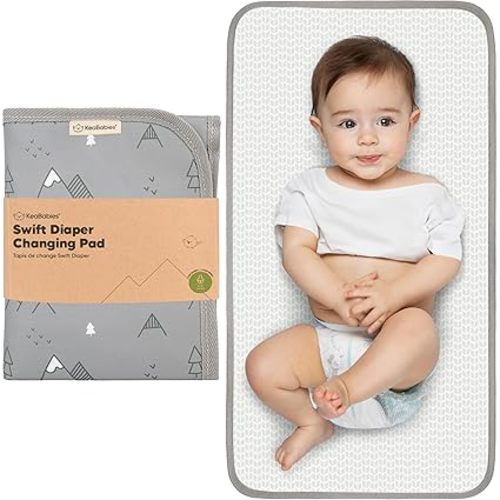 KeaBabies Portable Diaper Changing Pad, Easy Wipe Clean - Foldable Waterproof Baby Changing Mat for Diaper Bag, Compact, Lightweight, 25x13 Newborn, Infant, Baby Changer Travel Essential (Woodland)