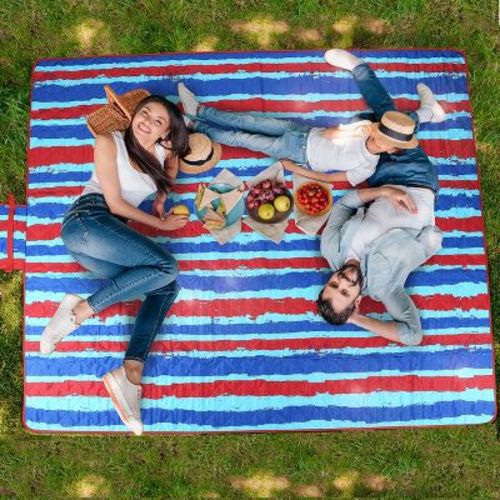 Tirrinia Extra Large Picnic Blanket, Waterproof Lightweight Portable Outdoor Mat for Family Camping, Park, Beach, ( US Unique Print, 70''X80'')