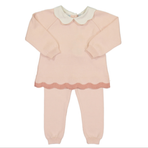 Scalloped Contrast Trim Knit Set | Feltman Brothers