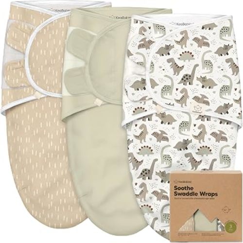 KeaBabies 3-Pack Organic Baby Swaddles for Newborns (Dino Ridge, 0-3M)