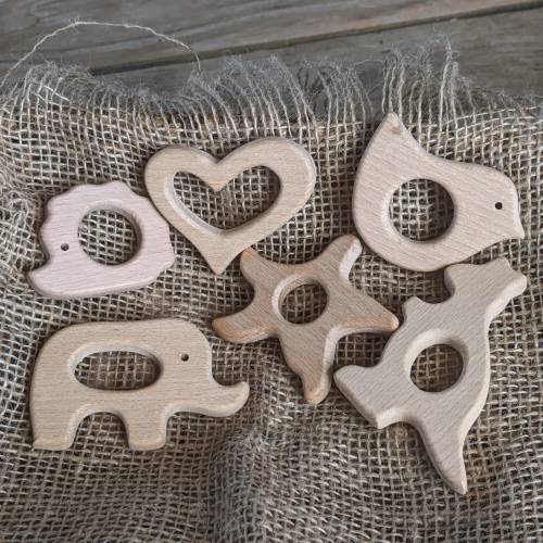Organic beech and maple wood teether Wooden Teething Animals/shapes/ Eco Toy/baby gift/ hedgehog long heart bird elephant sea star kangaroo