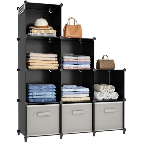 HOMIDEC Closet Organizers and Storage, 9 Cube Storage Organizer, Black | Portable Closet Organizer, Storage Cubes Shelves, for Bedroom, Kids Room, Bathroom, Wardrobe, Clothes Rack