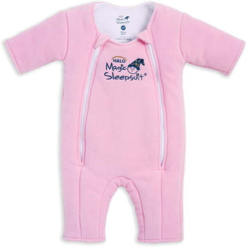 HALO Baby Merlin's Magic Sleepsuit Microfleece Transition Baby Swaddle, Wearable Baby Blanket, Small, Pink