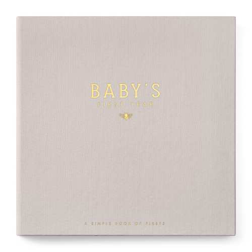 Honey Bee Luxury Baby Memory Book - Gender Neutral Cloth Cover, First Year Journal