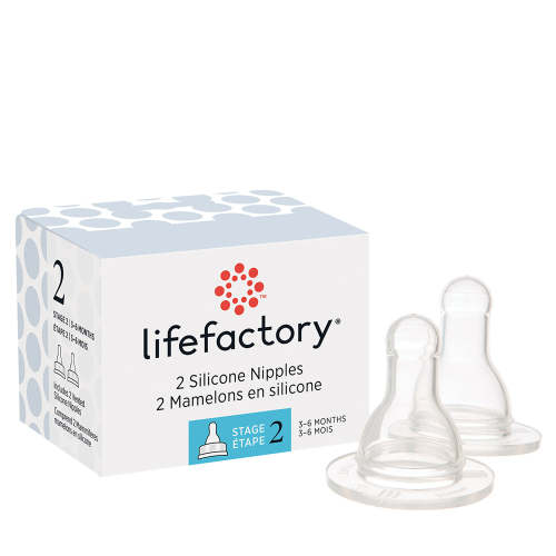 Silicone Nipples Stage 2 for 4oz and 9oz Glass Bottles-2 pack