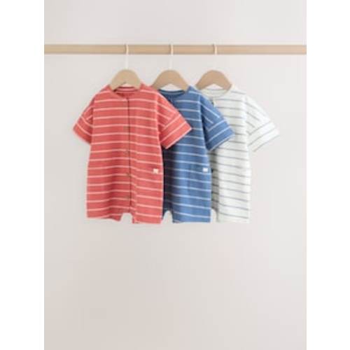 Buy Neutral Sunbaked Printed Button Through Jersey Baby Rompers 3 Pack from Next Australia
