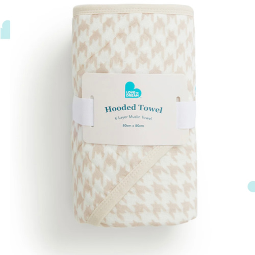 Hooded Towel Cotton Tan Houndstooth – Love to Dream AU