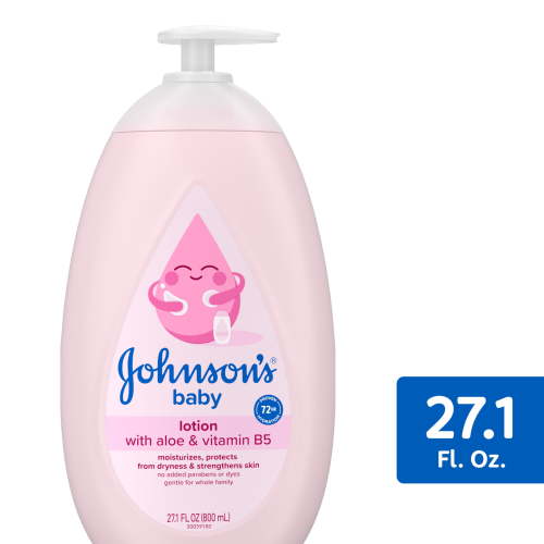 Johnson's Moisturizing Pink Baby Body Lotion with Coconut Oil, Suitable for the Whole Family 27.1 FL OZ