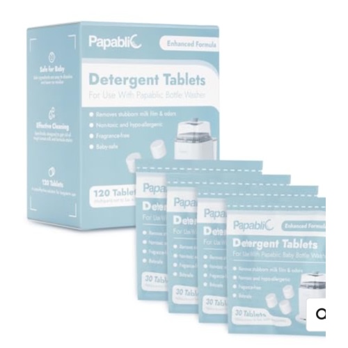 Papablic Official Detergent Deepclean Tablet for Papablic Baby Bottle Washer, 120 Count