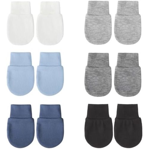 BQUBO 6 Pairs Newborn Baby Boys Girls Mittens 0-6 Months Unisex-Baby Infant Mittens Elastic No Scratch Wrist Gloves
