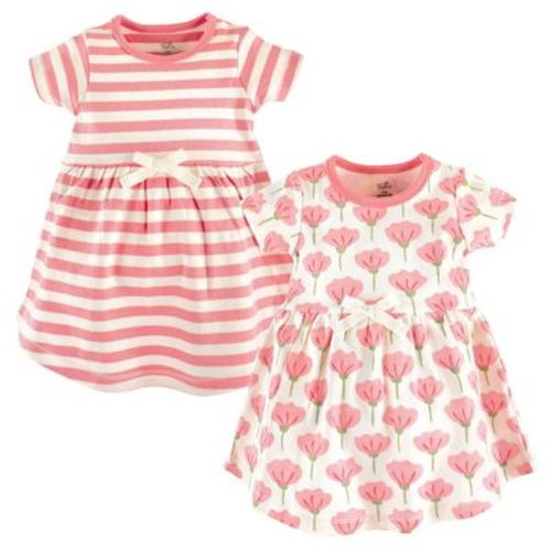 Touched by Nature Baby and Toddler Girl Organic Cotton Short-Sleeve Dresses 2pk, Tulip, 6-9 Months
