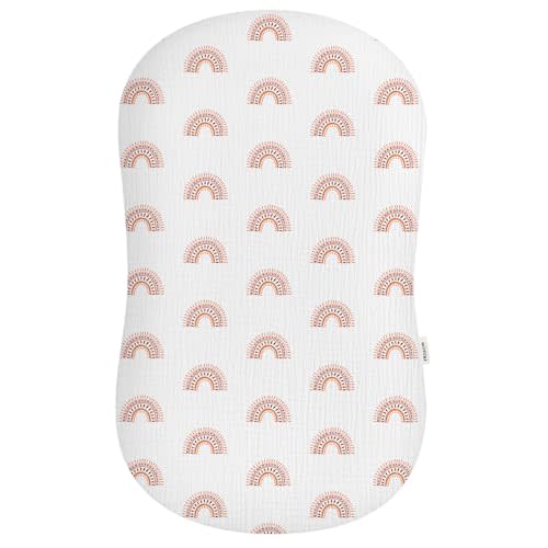 Muslin Baby Lounger Cover, Soft Breathable Newborn Lounger Pillow Cover for Boys Girls Infant (Rainbow)