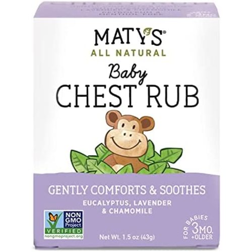 Maty's All Natural Baby Chest Rub - Petroleum Free - Made with Soothing Lavender and Chamomile - 1.5 oz.