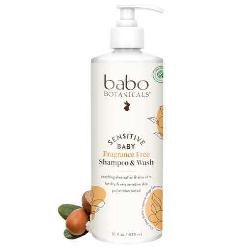 Babo Botanicals Sensitive Baby Fragrance-Free 2-in-1 Shampoo & Wash - Shea Butter, Calendula & Aloe Vera - EWG Verified - Cruelty-Free - Vegan - Pediatrician Tested - For Babies & Kids
