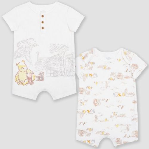 Baby 2pk Disney Winnie the Pooh Collection Romper - Beige 0-3M