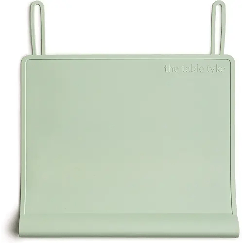 100% Silicone Placemat with Teething Edge Bumper/Spill Stopper | Dishwasher Safe, Travel Ready Non-Slip Suction Activity Mat for Infants, Babies, Toddlers, Children, Kids (Sage Green)