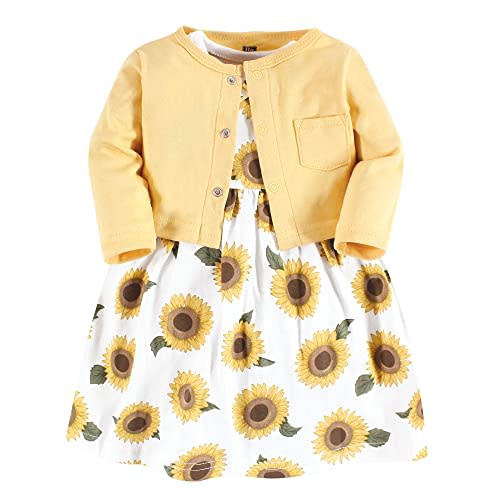 Hudson Baby Infant and Toddler Girls Cotton Dress and Cardigan Set