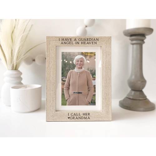 I Have a Guardian Angel in Heaven I Call Her Grandma | Personalized Memorial Picture Frame | Loss Sympathy Bereavement Remembrance Gift