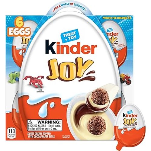 Kinder Joy Eggs, Treat Plus Toy, Chocolatey Wafer Bites, Individually Wrapped, 6 Count, 4.2 oz
