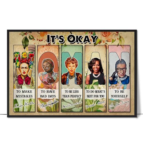 LOLUIS Inspirational Empowered Women Hand-Drawn Artwork, Motivational Feminist Decor