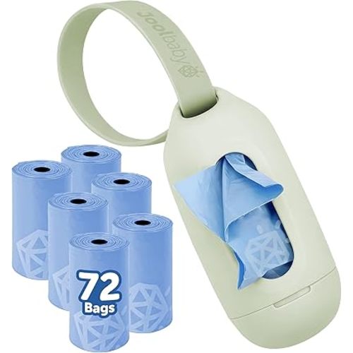 Jool Baby Disposable Diaper Bag Dispenser (Sage) + 6 Refill Rolls (Lavender-Scented) - Attaches to Stroller or Diaper Bag for On-the-Go Convenience