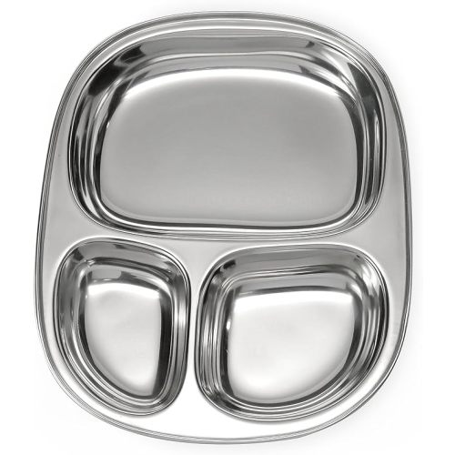Lifestyle Block Stainless Steel Divided Plate Tray 3 Compartment Kid’s Plate – Small Divided Serving Kid Plate Snack Treat