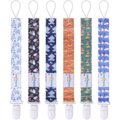 Babygoal Pacifier Clips, 6 Pack Pacifier Holder for Boys and Girls Fits Most Pacifier Styles &Teething Toys and Baby Gift 6PB02