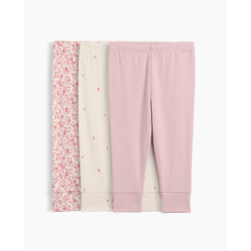babyGap Pull-On Joggers (3-Pack) Ivory Pink Floral 0-3M