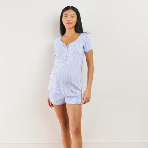 LAKE | Women | Pima Cotton Pajamas | Hydrangea Maternity Shorts Set