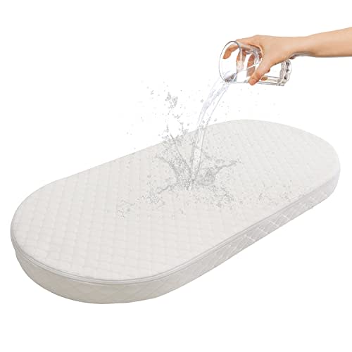 Wonder Living Baby Bassinet Mattress, Breathable, Premium Foam, Hypoallergenic, Non-Toxic, Oval Shaped with Removal Waterproof Cover, 20" x 33" x 2''