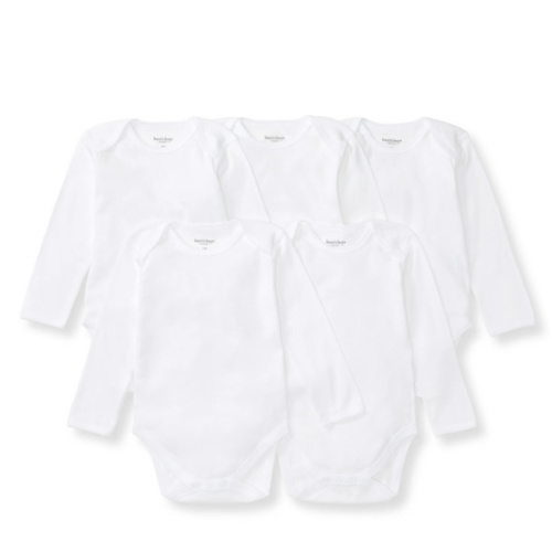 Bee Essentials Organic Long Sleeve Baby Bodysuit 5 Pack