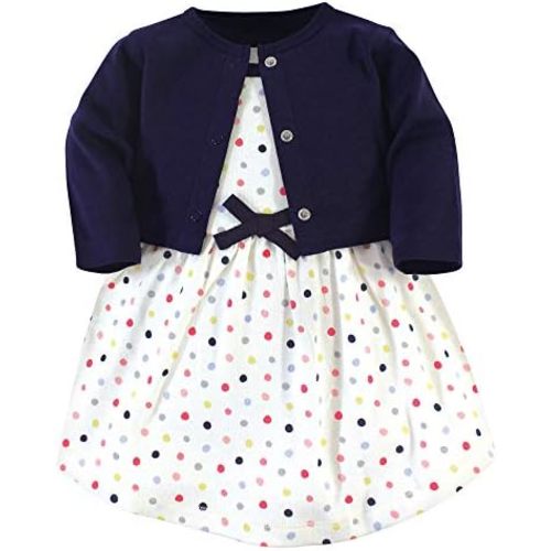 Touched by Nature Infant Toddler Girls Organic Cotton Dress and Cardigan, Rainbows Sunshine