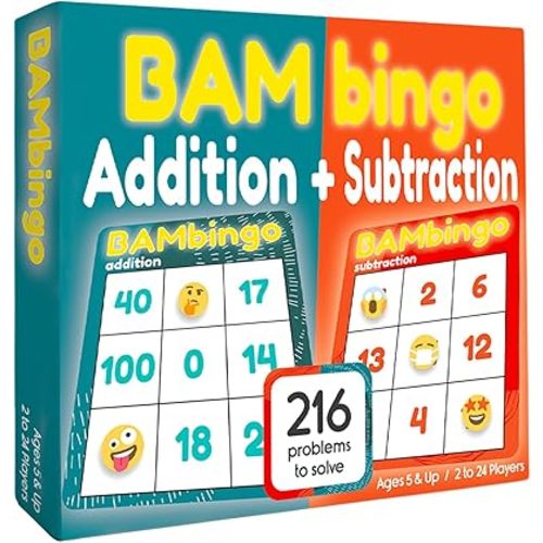 Addition and Subtraction Facts Bingo Game - 1st 2nd & 3rd Grade Educational Math Learning for Classroom & Homeschool