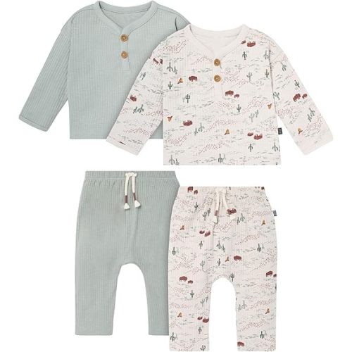 Modern Moments by Gerber Baby 4-pack Henley Top and Pants Set