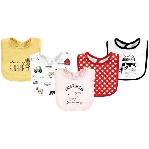 Hudson Baby Infant Girls Cotton Bibs, Girl Farm, One Size