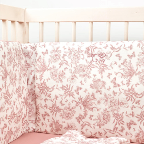 Tartine et Chocolat Adjustable Bed Bumper - Pink Toile