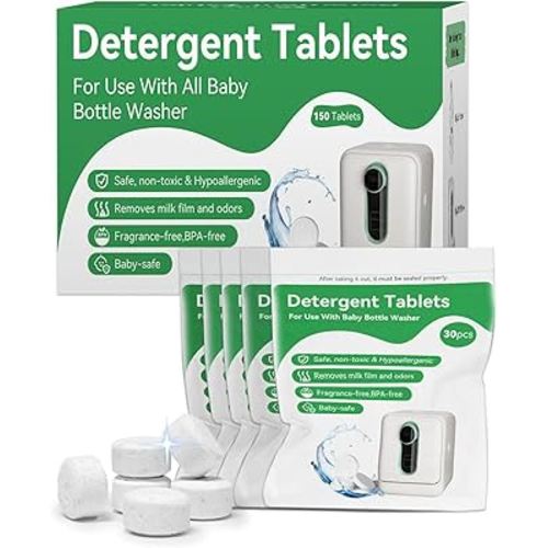 IAGREEA Detergent Washing Tablets 150 PCS, Suitable for Bottle Washers, Compatible with All Brands Baby Bottle Washers, Safe, Healthy and Pollution-Free, Odorless, Highly Effective in Removing Stains