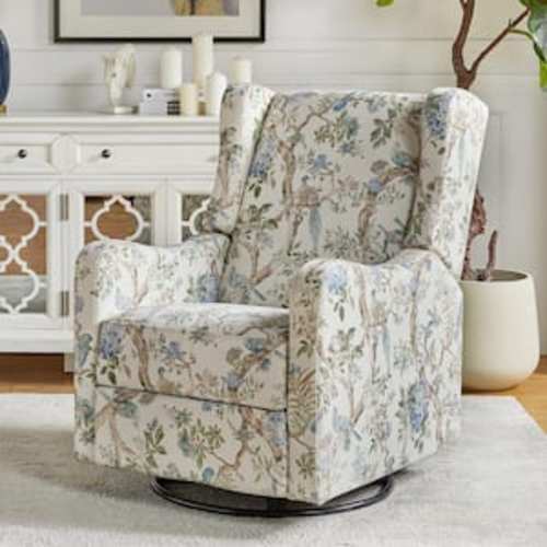 Bernd Floral Polyester Swivel Glider Recliner with Rocking