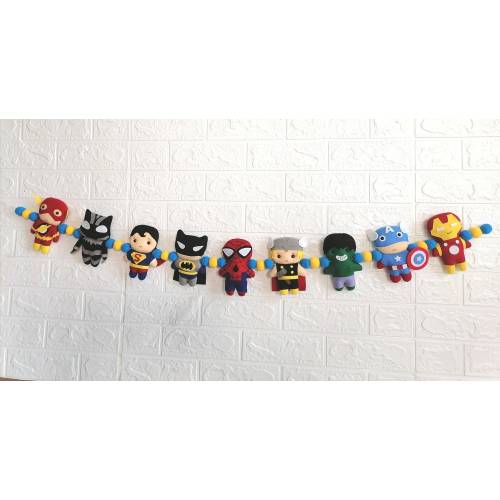 Felt Super Heroes Character ornaments, Captain America, Thor, Hulk, Black Panther, Iron Man, Spider Man, Christmas ornaments