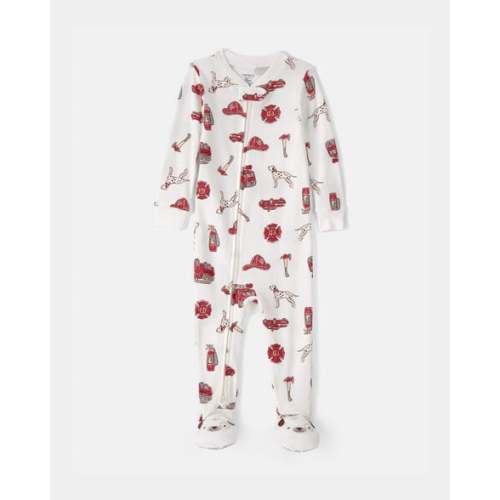 Baby Boy Firetruck 100% Cotton Snug Fit 1-Piece Pajama Set - White | Carter's