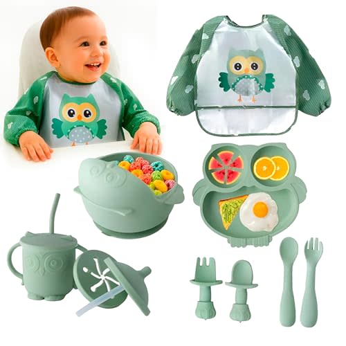 Gianni Silicone Baby Feeding Set 6-12 Months BPA-Free 10 PCS – Baby Suction Plate and Bowl set Utensils
