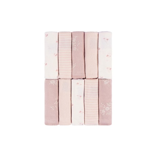 French Terry Washcloths Set, Pinks, One Size