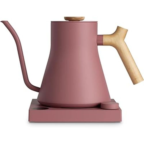 Fellow Stagg EKG Pro Electric Gooseneck Kettle - Pour-Over Coffee and Tea Pot, Stainless Steel, Quick Heating, Desert Rose with Maple Wood Handle, 0.9 Liter