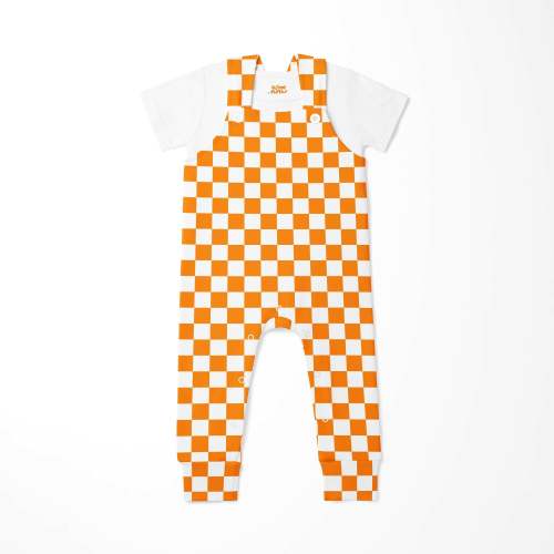 Orange & White Checkerboard Overall Set